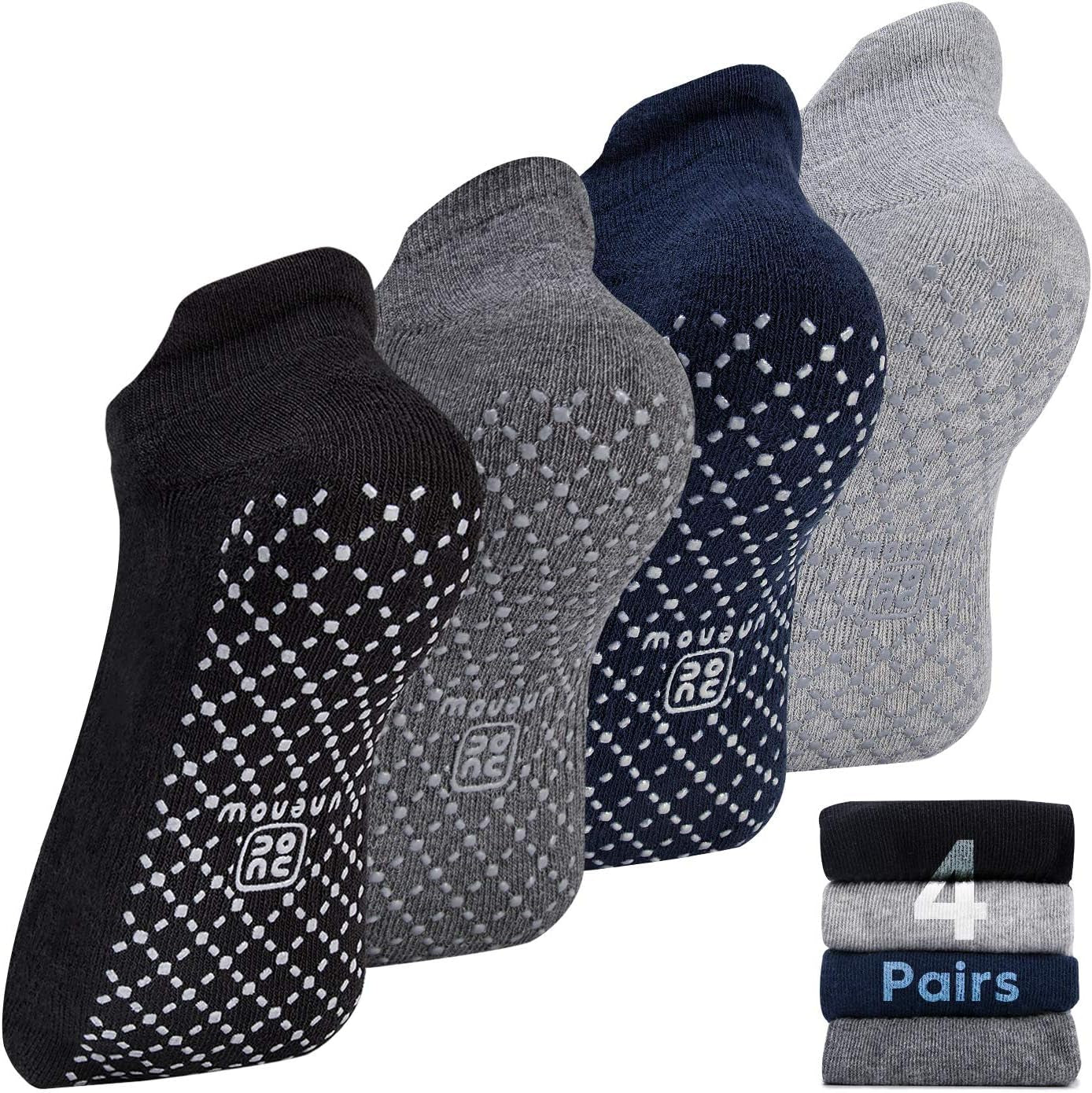 Unisex Non Slip Grip Socks with Cushion for Yoga Pilates Barre Home & Hospital